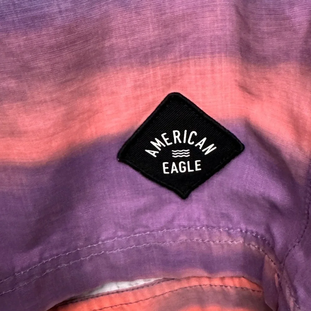 American Eagle Mens Purple Pink Ombre Stripe Board Shorts Swim Trunks Medium